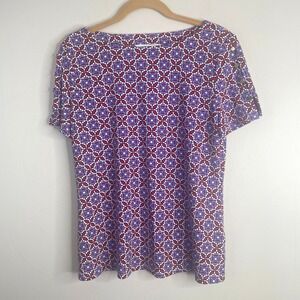 Liz‎ Claiborne Geometric Pullover Top Womens Small Travel Knit Colorful Career